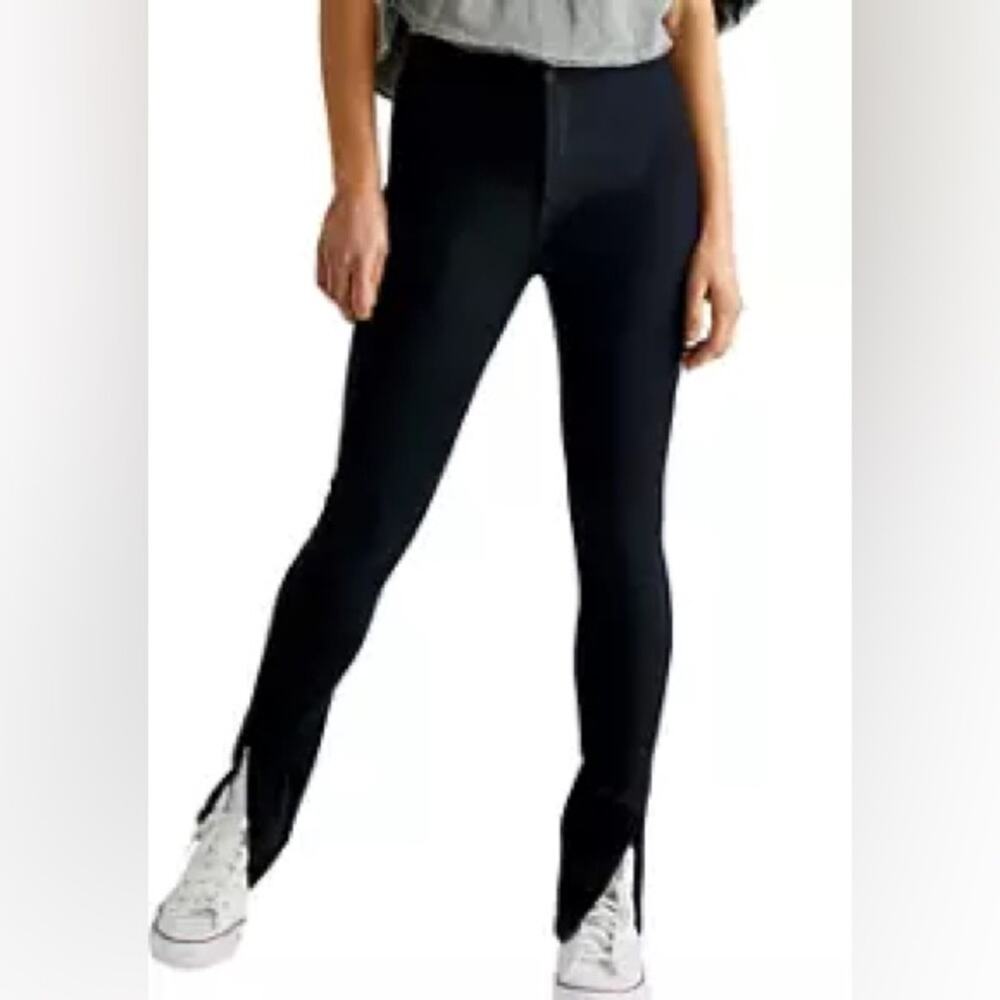 Free People Riley Slit Skinny High Rise Jeans Size 31x29 - Black